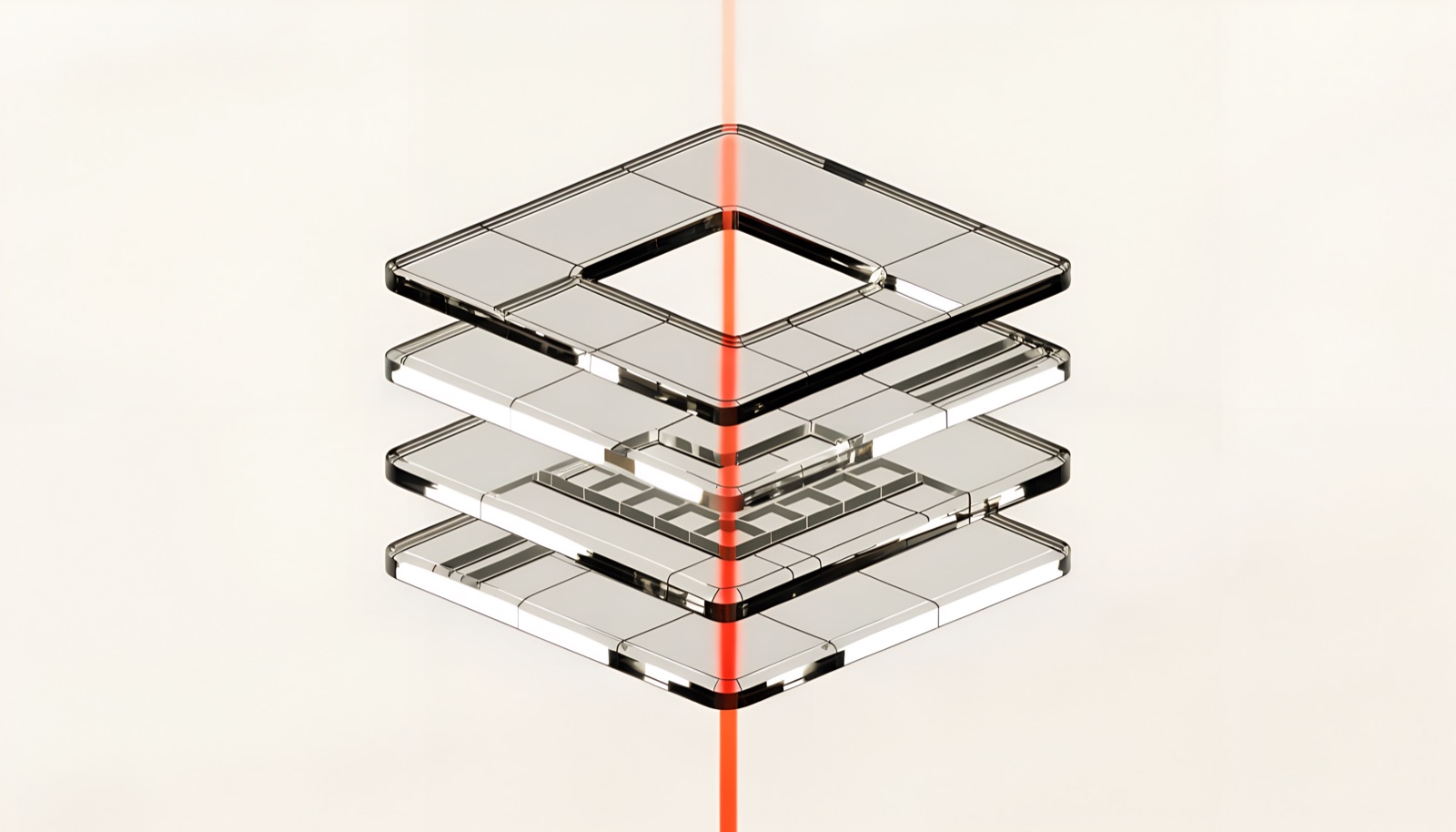 Four layers — acquiring, gateway, issuing, and money movement — stacked as one platform, with a single line running straight through all of them.